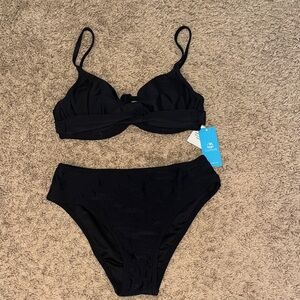 Cupshe Elegant Black Bikini Set size XS